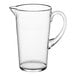 A Carlisle clear Tritan plastic pitcher with a handle.