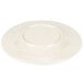 A white round melamine salad plate with a round rim.