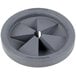 A gray circular InSinkErator safety baffle with a triangle design.