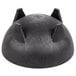 A black round polypropylene molcajete with three pointy spikes.