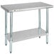 A Regency stainless steel work table with undershelf.