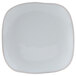 A white square Tuxton Artisan china plate with a small white border.