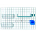 A Metro SmartWall wire grid with blue baskets and hooks.