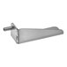 A grey rectangular metal hinge with a tube on the top left.