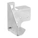 A metal bracket for a bottom left hinge with holes.