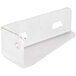 A white metal hinge with two holes.