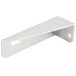 A white metal Avantco hinge bracket with holes.
