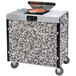 A Lakeside mobile cooking cart with an induction burner and a pan on top.