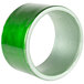 A green Tabletop Classics by Walco Forest Green polypropylene napkin ring with a silver rim.