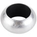 An American Atelier silver round acrylic napkin ring with a black center.