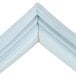 A white vinyl magnetic door gasket with a blue corner.
