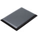 A black rectangular tray with a circle on it.
