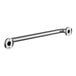 A stainless steel Lavex restroom grab bar with two holes.