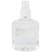 A clear plastic bottle of GOJO Clear & Mild foaming hand soap with a white cap.