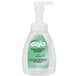 A close-up of a GOJO Green Certified foaming hand soap pump bottle with a green label.