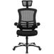 A black Flash Furniture office chair with mesh back and arms.