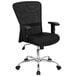 A Flash Furniture black mesh office chair with arms and a chrome base.