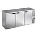 A stainless steel Beverage-Air back bar refrigerator with three doors.