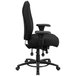 A Flash Furniture black office chair with black fabric seat and adjustable arms.