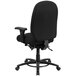 A Flash Furniture black office chair with black fabric seat and back and arms on wheels.