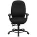 A Flash Furniture black office chair with black seat and arms on wheels.