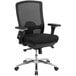 A Flash Furniture black office chair with a mesh back and arms on a chrome base.