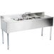 a stainless steel sink with a faucet