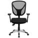 A black Flash Furniture office chair with a mesh back and arms.