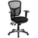 A black Flash Furniture office chair with mesh back and arms.