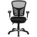 A black Flash Furniture office chair with mesh back and arms.