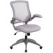 A Flash Furniture gray office chair with arms and wheels.