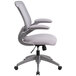 A gray Flash Furniture office chair with flip-up arms and a white base.
