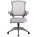 A Flash Furniture gray mesh office chair with wheels.