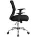 A Flash Furniture black mesh office chair with arms.