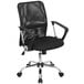 A Flash Furniture black mesh office chair with chrome base and arms.