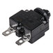 A black Avantco overload switch with two wires.