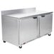 A Beverage-Air stainless steel worktop freezer with two doors.