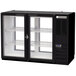 A black Beverage-Air back bar refrigerator with glass doors.