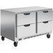 A stainless steel Beverage-Air undercounter freezer with 4 drawers.