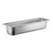 A silver Vollrath stainless steel long hotel pan with a lid.