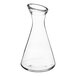 A clear glass beaker with a curved top.