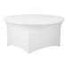 A white spandex contour cover fitted on a 60-inch round table.