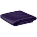 A folded purple rectangular table cover on a white background.