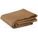 A folded beige Intedge square table cover.