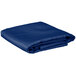 A blue folded rectangular table cover on a white background.