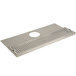 A stainless steel Micro Matic surface mount drip tray with a drain and tower mounting plate with holes.