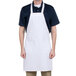 Choice White Full Length Bib Apron with Pockets - 34 inchL x 32 inchW