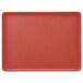 A raspberry cream rectangular tray with a small hole in the center.