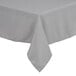 A gray rectangular tablecloth with a white border.