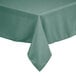 A close-up of a seafoam green rectangular table cover on a table.